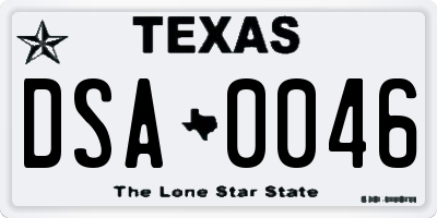 TX license plate DSA0046