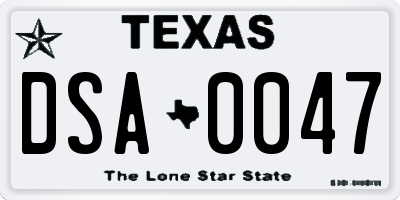 TX license plate DSA0047