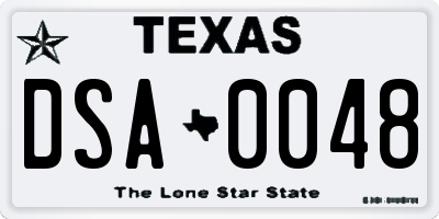 TX license plate DSA0048