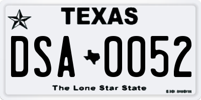 TX license plate DSA0052