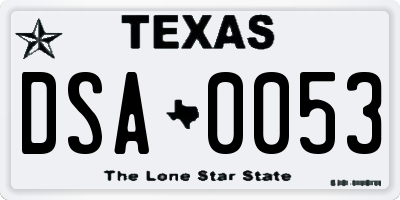 TX license plate DSA0053