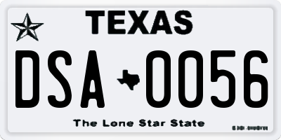 TX license plate DSA0056