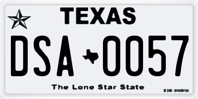 TX license plate DSA0057