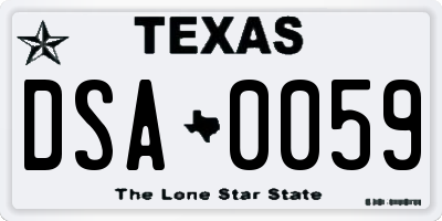 TX license plate DSA0059