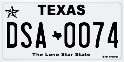 TX license plate DSA0074