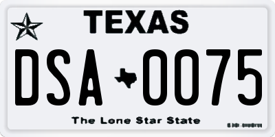 TX license plate DSA0075