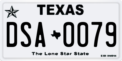 TX license plate DSA0079