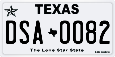 TX license plate DSA0082