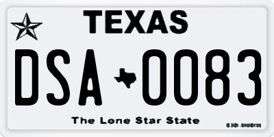 TX license plate DSA0083