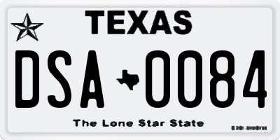 TX license plate DSA0084