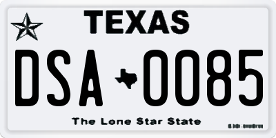 TX license plate DSA0085