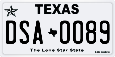 TX license plate DSA0089