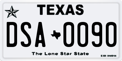 TX license plate DSA0090