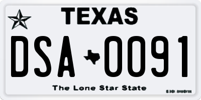 TX license plate DSA0091