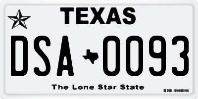 TX license plate DSA0093