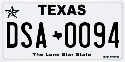 TX license plate DSA0094