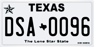 TX license plate DSA0096