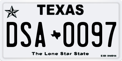 TX license plate DSA0097