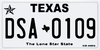 TX license plate DSA0109