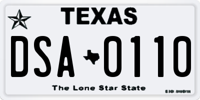 TX license plate DSA0110