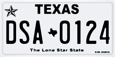 TX license plate DSA0124