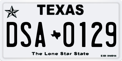 TX license plate DSA0129