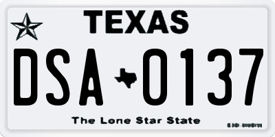 TX license plate DSA0137