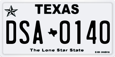 TX license plate DSA0140
