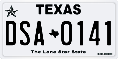 TX license plate DSA0141
