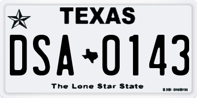 TX license plate DSA0143