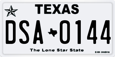 TX license plate DSA0144