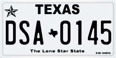 TX license plate DSA0145