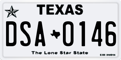 TX license plate DSA0146