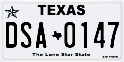 TX license plate DSA0147