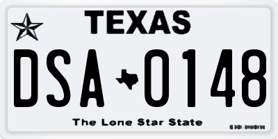 TX license plate DSA0148