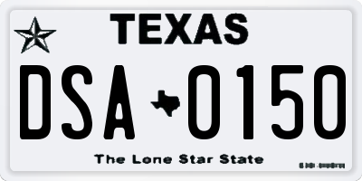 TX license plate DSA0150