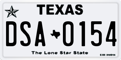 TX license plate DSA0154