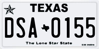 TX license plate DSA0155
