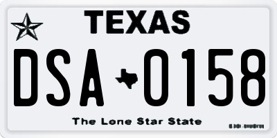 TX license plate DSA0158