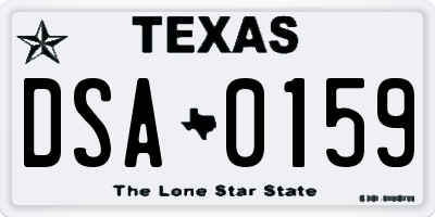 TX license plate DSA0159