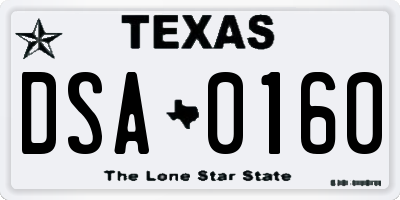 TX license plate DSA0160