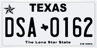 TX license plate DSA0162