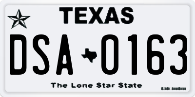 TX license plate DSA0163
