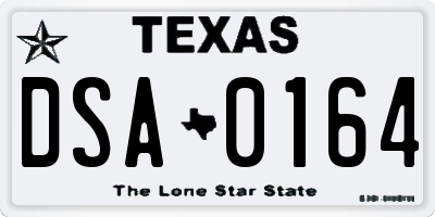 TX license plate DSA0164