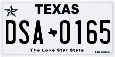 TX license plate DSA0165