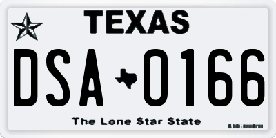 TX license plate DSA0166