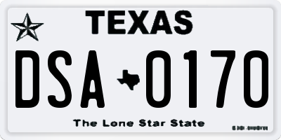TX license plate DSA0170
