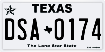 TX license plate DSA0174