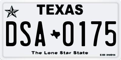 TX license plate DSA0175