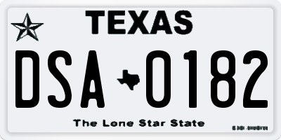 TX license plate DSA0182